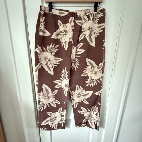 Sag Harbor Pants - Vintage Sag Harbor 100% Silk Tropical Floral Pants - Size 16